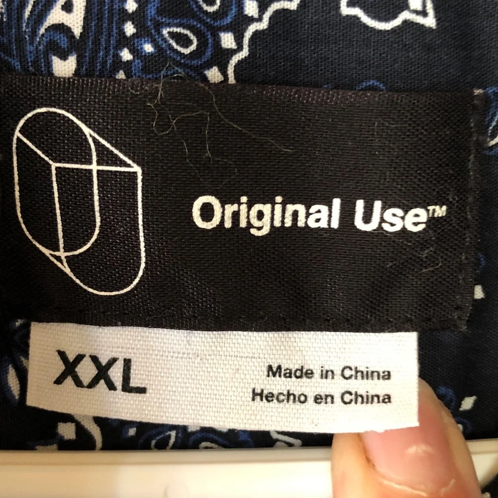 Navy blue handkerchief pattern paisley Shirt - Picture 6 of 7